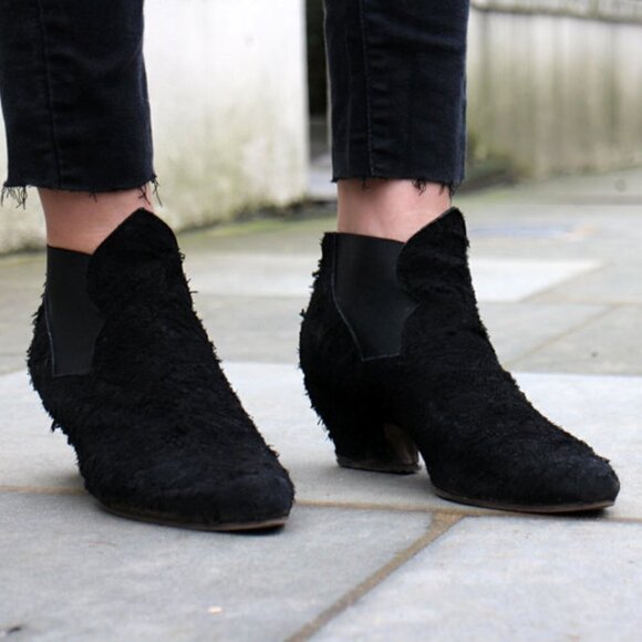 ACNE Alma Sable Distressed Ankle Booties - Picture 1 of 10